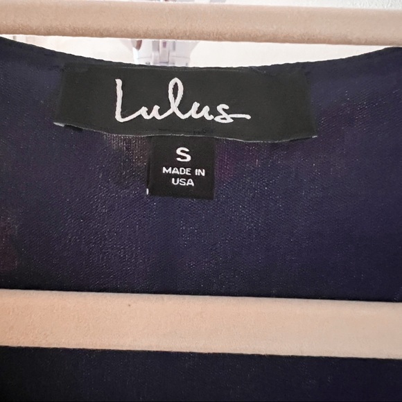 Lulus Navy Blue Floral Long Sleeve Faux-Wrap Dress | Size Small - Picture 4 of 4